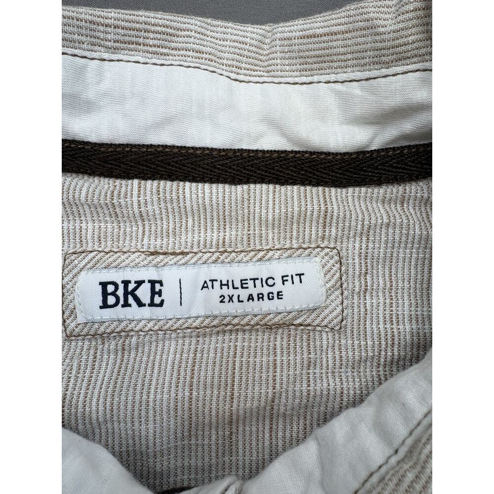 BKE Men’s 2XL Athletic Fit Western Pearl Snap Shirt Textured Striped Cream Brown - Picture 3 of 10